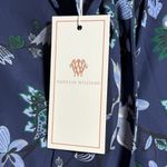 Vanessa Williams Bow Blouse NWT Size Small Blue Crane Floral Print Long Sleeve Photo 3