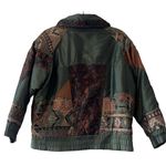 80s Vintage East West rare genuine leather/cotton/lace patchwork jacket S. Green Photo 1
