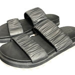 Sorel  Roaming Two Strap Ruched Black Leather Slide Sandals Size‎ 7 Photo 0