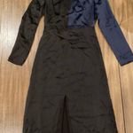 Diane Von Furstenberg  black blue color block 3/4 sleeve v neck silk midi dress 4 Photo 0
