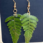Handmade Real Fern leaf resin Dangle Earrings dried natural flat cute plant lover New Photo 0