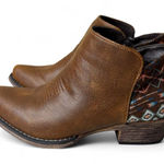 Roper Sedona Ankle Boots Womens 6.5 Brown Faux Leather Aztec Print Western Boho Photo 0