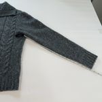 LL Bean Blue Gray Cable Marled Collar Button Wool Blend Cardigan Sweater MEDIUM Photo 6