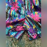 Vintage 90s Bike tropical floral striped nylon athletic shorts, size large Blue Photo 1