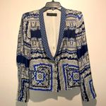 ZARA - Paisley Mulberry 100% Silk Blazer Double Breasted Handkerchief Jacket- L Photo 2