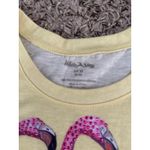 White Stag  Women's Yellow Bejeweled Pink Flamingo Short Sleeve Tee Size Small Photo 2