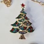 Christmas Tree Bundle Brooch Pin, Necklace, Keychain and Multi Earrings Red Photo 2