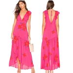 Free People She's A Waterfall Pink Floral VNeck Flutter Sleeve Wrap Maxi Dress Photo 2