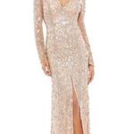 Mac Duggal Embellished Long Sleeve Evening Gown in Rose Gold Size US 6 Photo 0