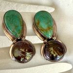 Kim Cevora sterling silver turquoise and abalone clip on earrings Green Photo 11