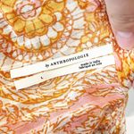 Anthropologie  V Neck Short Sleeve Tie Tassel Shoulder Printed Top Blouse Orange Photo 2