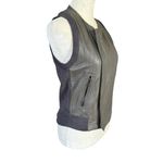 BCBGMAXAZRIA gray leather and wool zip up sleeveless vest women's size XS Photo 1