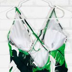 Cupshe  Tropical Banana Leaf One Piece Swimsuit V Neck Criss Cross Women's Medium Photo 6
