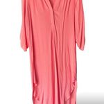 cupio Coral Pink High-Low Tunic Dress M Roll Tab Sleeve Lightweight Cover Up Photo 2