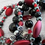 Handmade Horror Movie themed bracelet stretchy stackable charm bracelet black red Photo 7