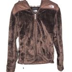 The North Face  brown zip up fuzzy hooded jacket Photo 0