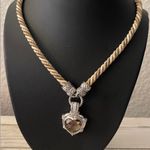Judith Ripka Silk Cord Silver Smokey Quartz Pendant Necklace Photo 0