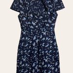 Sandro Blue Embroidered Lace Jacquard Cap Sleeve A-Line Mini Dress Size 6 Photo 7