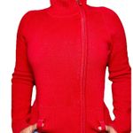 Mossimo Size M Women's Red Knit Cardigan Sweater Full Zipper Mock Neck Cotton Size M Photo 0