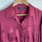 Ralph Lauren  Asymmetrical Maroon Long Sleeve Buttoned Dress Size 6 romantic Photo 4