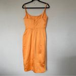House Of CB  ‘Bianca’ Tangerine Satin Pleated Corset Midi Dress NWOT‎ size L Photo 4