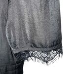 Stradivarius Black Satin Romantic Blouse With Lace Eyelash Trim NWOT Size Medium Photo 4