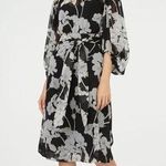 Club Monaco  Linettah Midi Dress Black Gray Floral Tie Women's Size 00 Photo 1