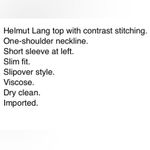 Helmut Lang  One Shoulder Viscose Top Black Photo 3