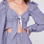 Stone Cold Fox  Blue Gingham Kini Crop Top Tie Balloon Sleeve NWT Size 0 Photo 0