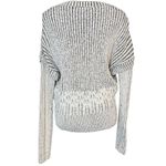 EUC DKNY Jeans Women’s Drop Shoulder Herringbone Crop Sweater Size Large Gray Photo 3