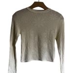 ZARA Pointelle Knit Sweater Ivory Cream Floral Lace Size Medium Photo 3