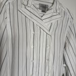 NEW Emanuel Ungaro White Stripe Double Breast Button Down Shirt Womens 12 VTG Photo 15