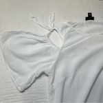 a.n.a  Women's White Cold Shoulder Crew Neck Short White Tie Sleeve Blouse Photo 7