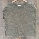 Madewell Cap Sleeve Miracle 100% Linen Tee B9155 in Heather Olive Green Small Photo 0