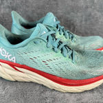 Women’s 7.5 HOKA ONE ONE Clifton 8 Running Shoe AQUARELLE EGGSHELL BLUE Teal Red Size undefined Photo 0