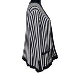 Lauren Ralph Lauren Striped Fringe Retro Knit Open Cardigan Sweater Size Medium Black Photo 1