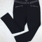 DKNY  Faux-Leather-Trim Straight-Leg Black Dress Pants NEW 10 Photo 0