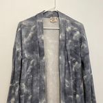 Hippie Rose  Blue Tie Dye Ribbed Knit Open Long Sleeve Boho Long Cardigan Sweater Photo 1