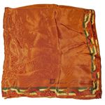 Anne Klein Scarf Robinson Golluber Orange Floral Geometric Border Vintage Silk Photo 0