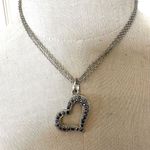 Cookie Lee  Silver tone open heart marcasite multi strand pendant necklace Photo 4