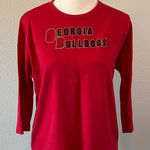 Las Olas  Georgia Bulldogs Cropped Squin Logo TShirt Red Size Medium Photo 0