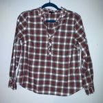 Talbots  RUFFLE TRIM‎ POPOVER CELEBRATE PLAID medium petite red green Photo 0