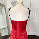 Ambrielle Early 2000's Romantic Goth Red Satin Black Velvet Lace Corset Top S Photo 4