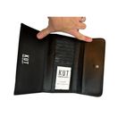 Kut From The Kloth  Black White Striped Slimfold Wallet Vegan Leather NEW Photo 3