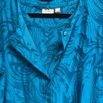 LOGO By Lori Goldstein Teal Textured Blouse Photo 3