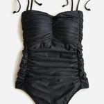 J.Crew Ruched Tie Shoulder Neckline One Piece Swimsuit Black Plus Size Photo 0