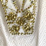 Juliette NWTs Cream Eyelet Gold Beaded Embellished Pool Swim Cover Up Medium Photo 5