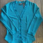 Bisou Bisou  Teal Button Down 3/4 Sleeve Sweater  Photo 0