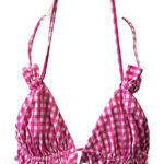 Bikini Top in Orchid Gingham CAROLINE CONSTAS, Small Pink Photo 0