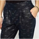 Free People  Linen Blend Easy Pleat Print Pants Metallic Photo 0